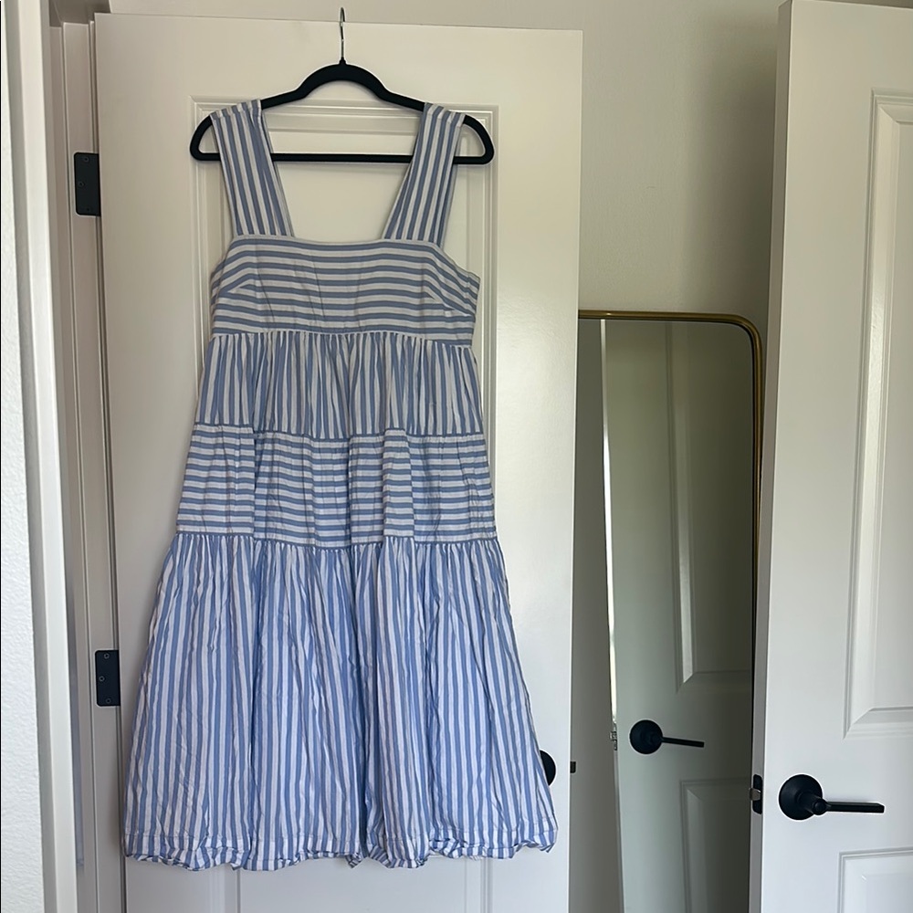 Anthropologie Blue and White Striped Midi Dress